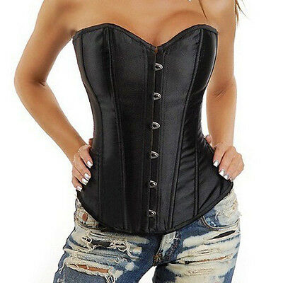 Women's Lace Up Boned Brocade Overbust Corset Bustier Top Waist Training  Cincher